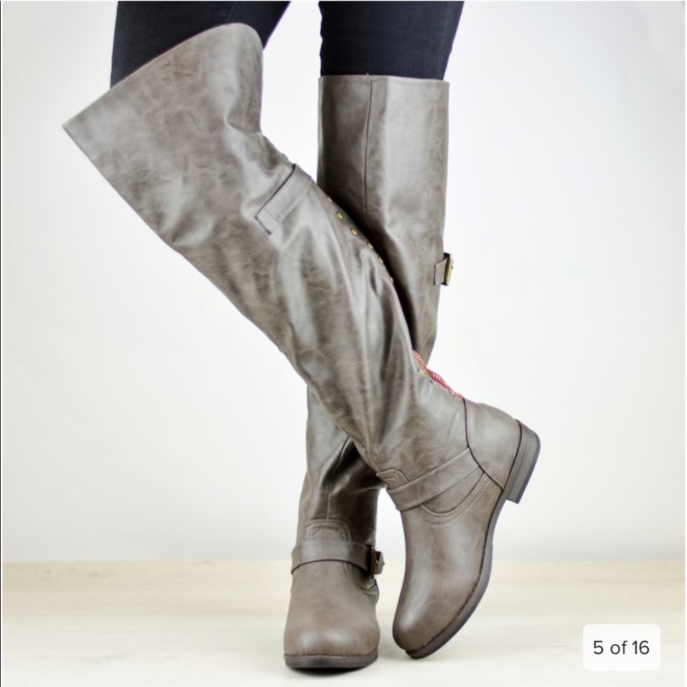 Over The Knee Stud Buckle Boots by Journey + Crew
